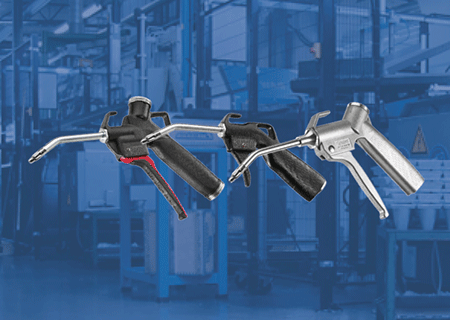 Three Silvent air blow guns on a blue background.